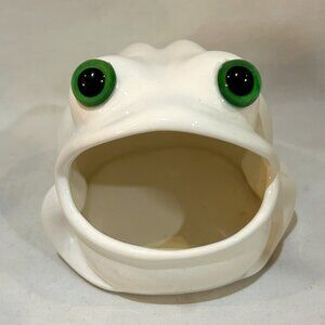 VTG Ceramic Big Mouth Frog Sponge Holder with Big Green Eyes